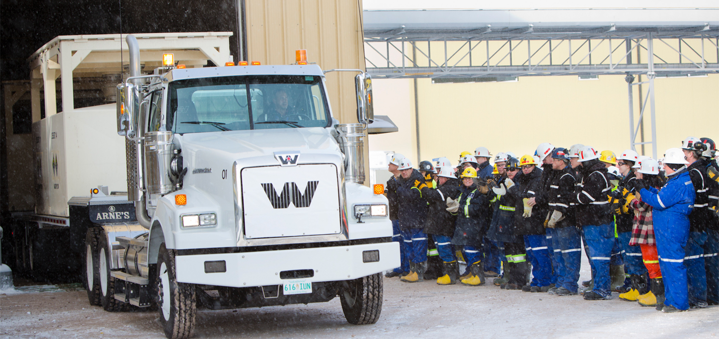 Semi with workers