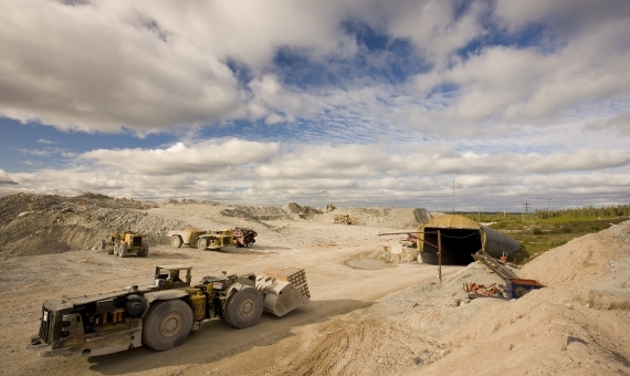 An image of the Rabbit Lake mining site with dirt moving machines